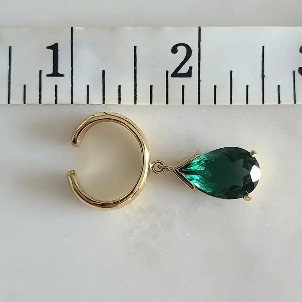 Cornelia Webb 24K Gold Plated Quartz Ear Cuff Single Earring Emerald Green NWT